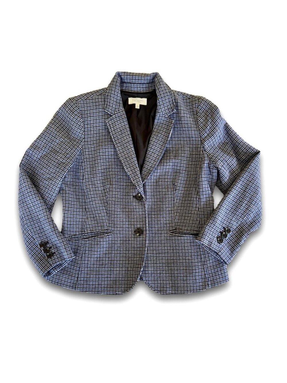 Talbots Aberdeen Blazer 12P Blue Black Houndstooth Wool Blend Old Money